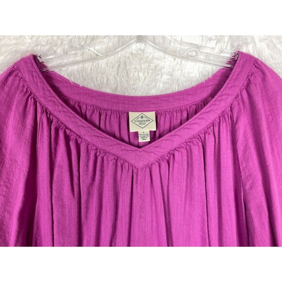 St. John's Bay Large 3/4 Sleeve V-Neck Lightweight Top Magenta Pink Purple - Picture 3 of 7